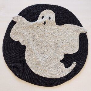Vintage Target Halloween Beaded Charger 15 X 15 White Spooky Ghost